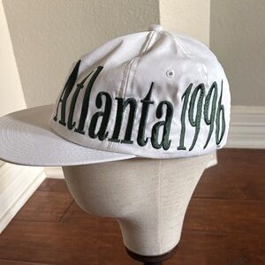 White Atlanta 1996 Olympic Cap with Red and Green Embroidery